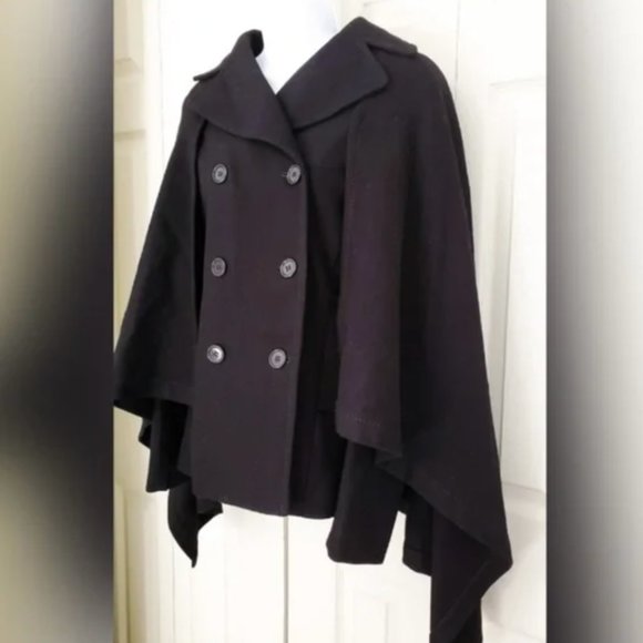BCBGMaxAzria Double Breasted Wool Cape Coat M - Picture 3 of 4